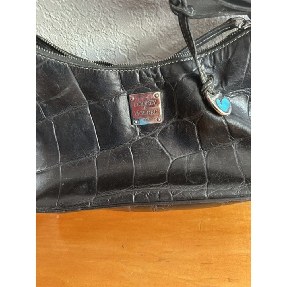 Dooney & Bourke Black Crocodile Embossed Leather Hobo Bag